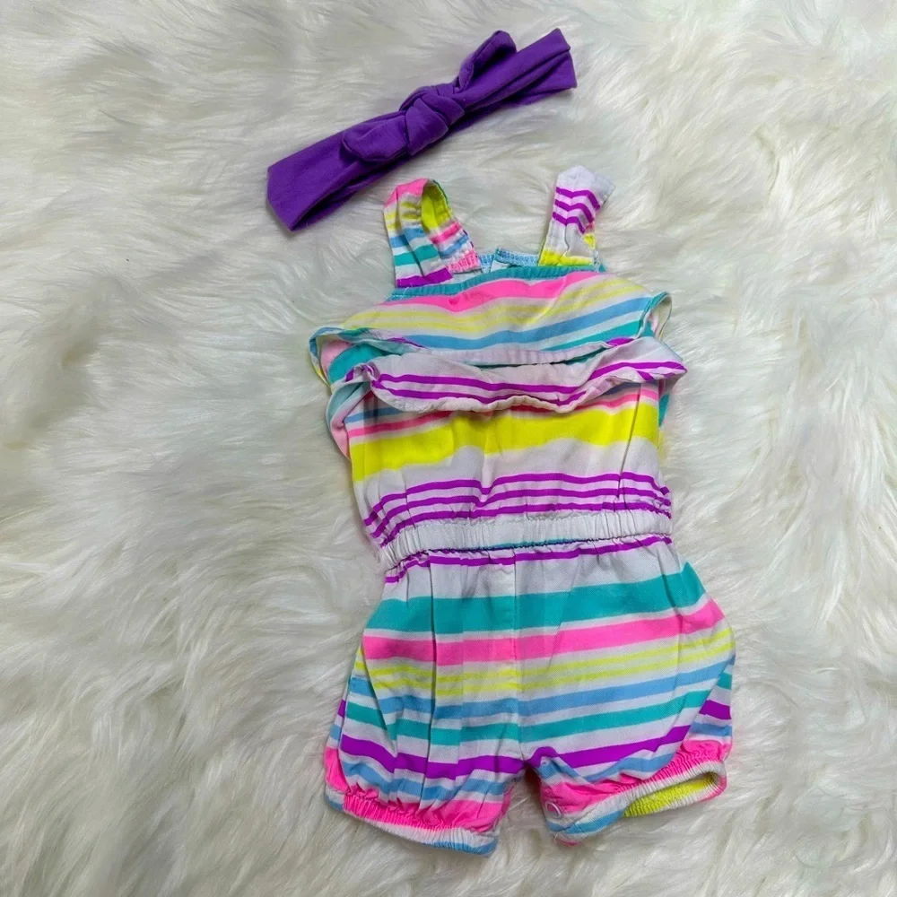 Carter’s 0-3m Baby Girl Romper & Headpiece Matching​